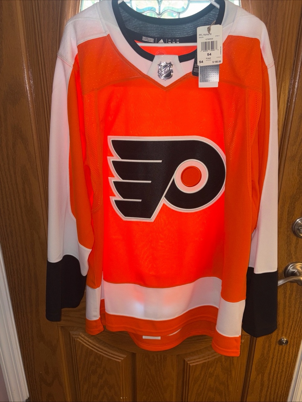 NWT adidas Philadelphia Flyers Orange Black White Men's Hockey Home Jersey Sz54
